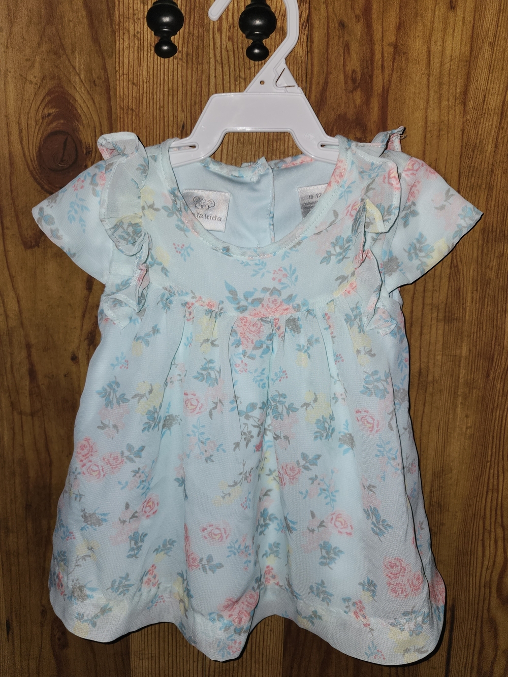 Koala Kids Light Blue Floral Ruffle-Sleeve Dress
